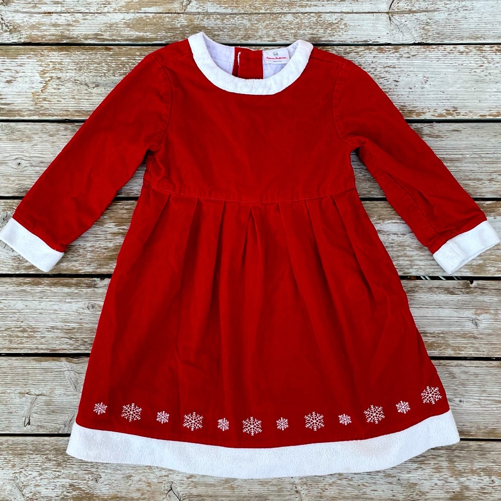 Hanna Andersson Snowflake Dress Red Corduroy Sherpa Trim, Size 110/US 5